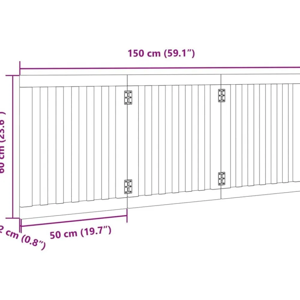 vidaXL Puerta para perros plegable 3 paneles madera álamo negra 150 cm Negro Clearance