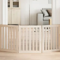 vidaXL Productos Para Mascotas-Puerta para perros plegable de 3 paneles, 150 cm, madera de álamo