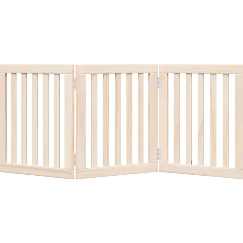 vidaXL Productos Para Mascotas-Puerta para perros plegable de 3 paneles, 150 cm, madera de álamo