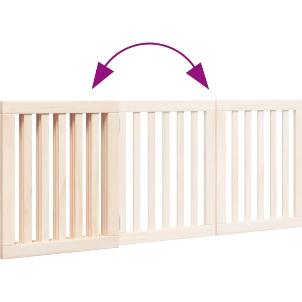 vidaXL Productos Para Mascotas-Puerta para perros plegable de 3 paneles, 150 cm, madera de álamo