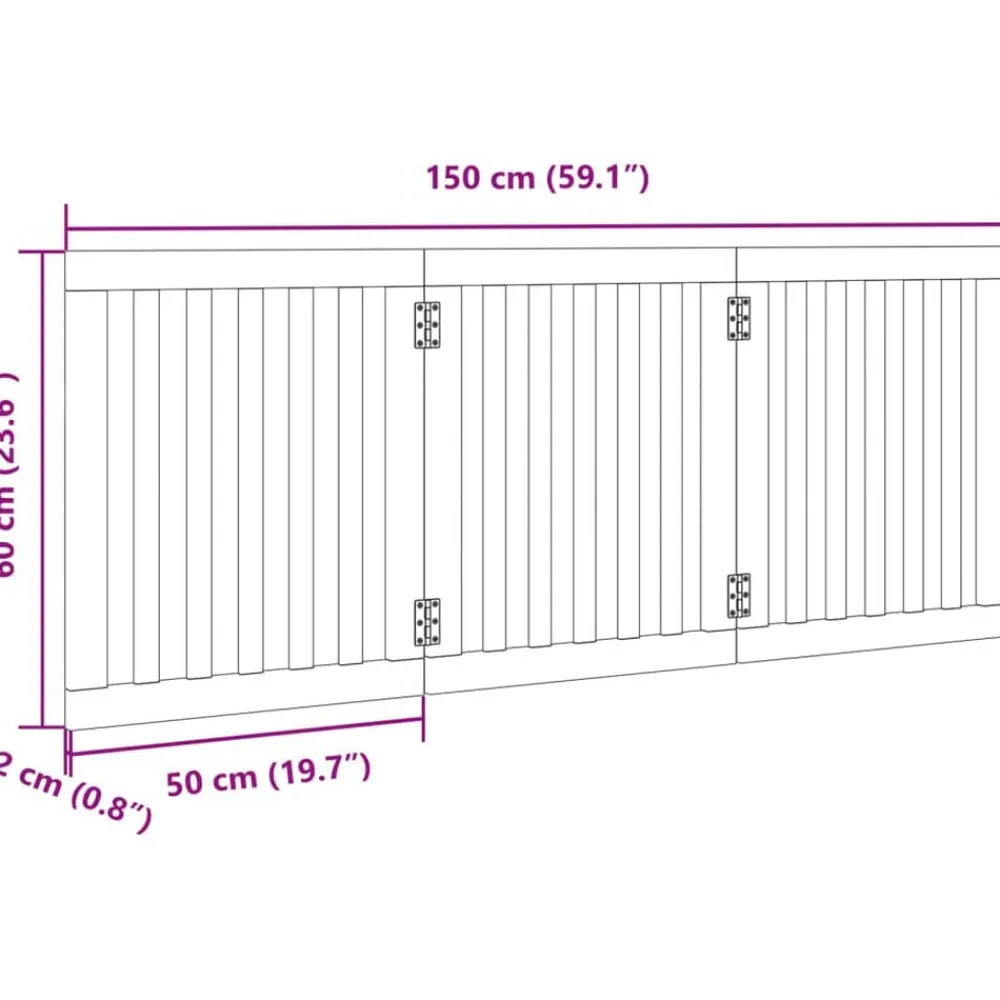 vidaXL Productos Para Mascotas-Puerta para perros plegable de 3 paneles, 150 cm, madera de álamo