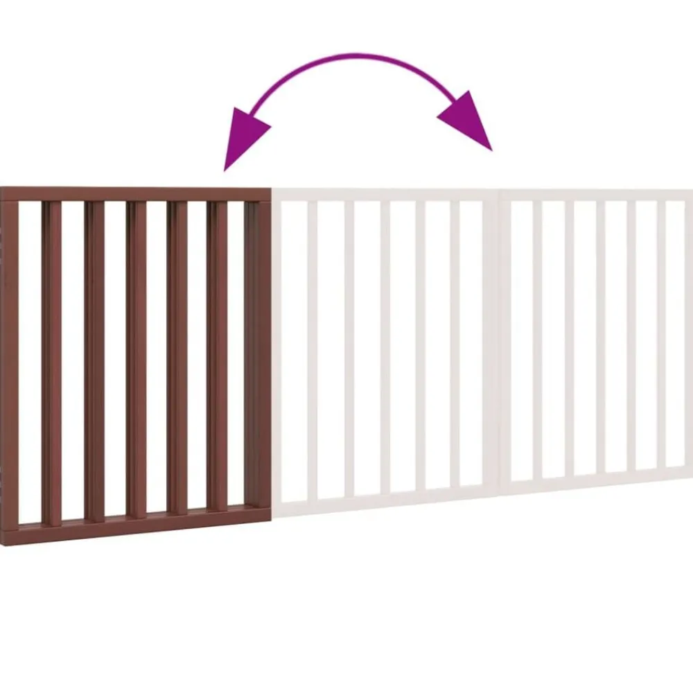 vidaXL Productos Para Mascotas-Puerta para perros plegable 3 paneles madera álamo marrón 150cm