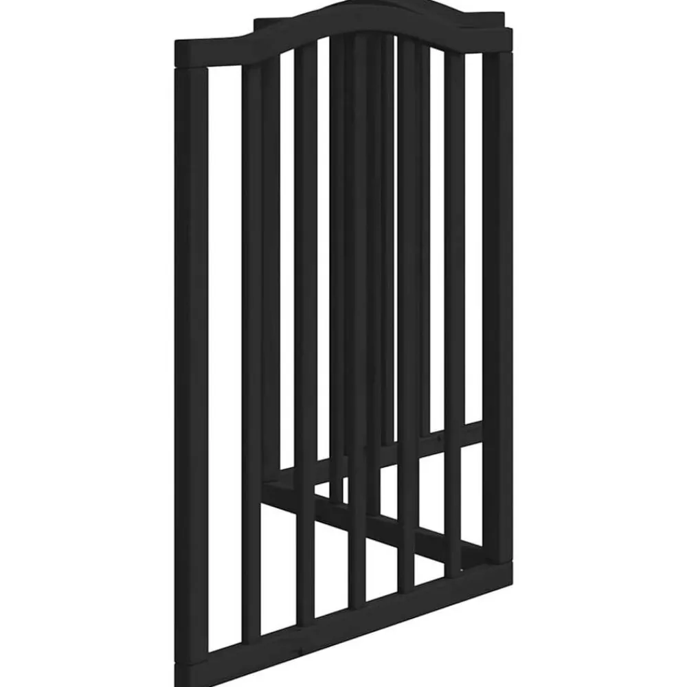 vidaXL Puerta para perros plegable 3 paneles madera álamo negra 150 cm Negro Clearance