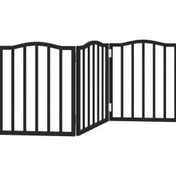vidaXL Puerta para perros plegable 3 paneles madera álamo negra 150 cm Negro Clearance