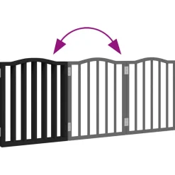 vidaXL Puerta para perros plegable 3 paneles madera álamo negra 150 cm Negro Clearance