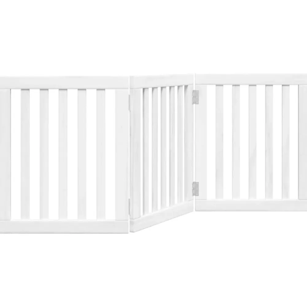 vidaXL Puerta para perros plegable 3 paneles madera álamo blanca 150cm Blanco