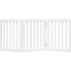 vidaXL Puerta para perros plegable 3 paneles madera álamo blanca 150cm Blanco
