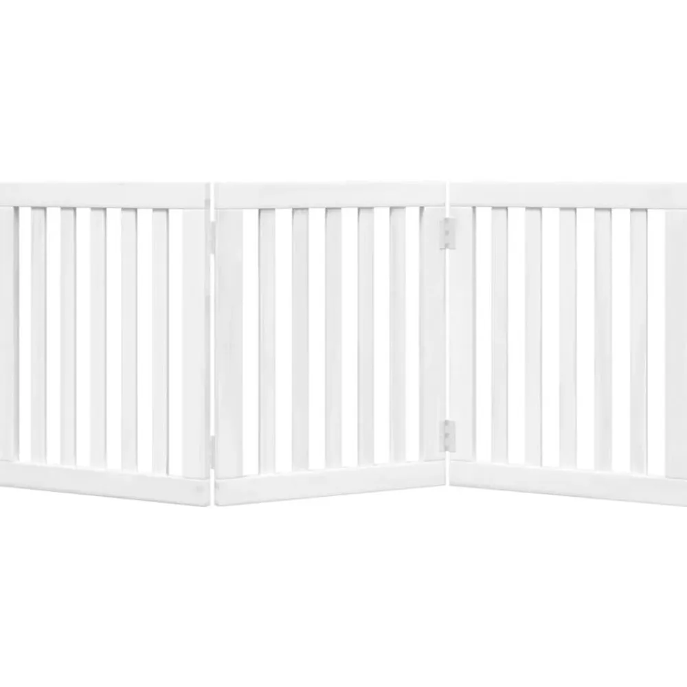 vidaXL Puerta para perros plegable 3 paneles madera álamo blanca 150cm Blanco