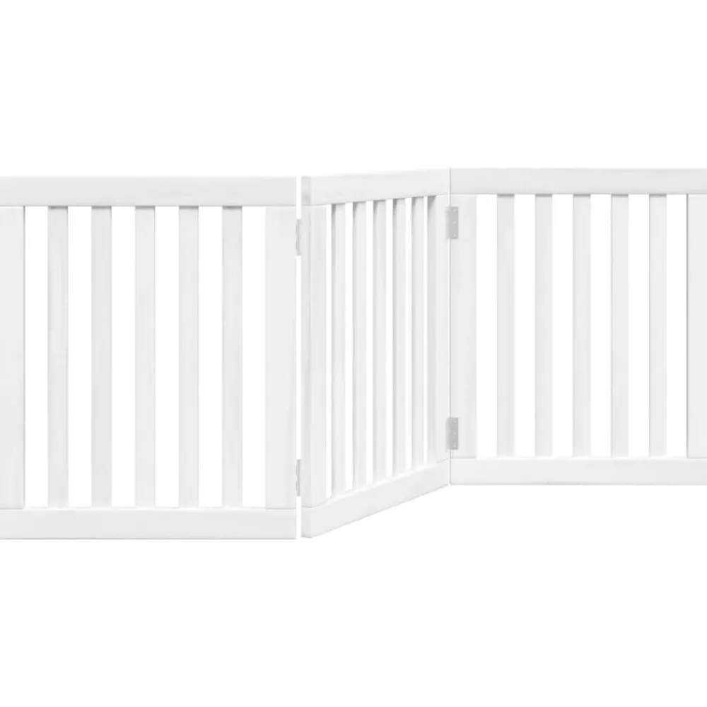 vidaXL Puerta para perros plegable 3 paneles madera álamo blanca 150cm Blanco