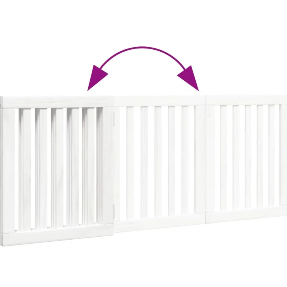 vidaXL Puerta para perros plegable 3 paneles madera álamo blanca 150cm Blanco