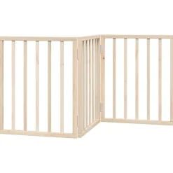 vidaXL Puerta para perros plegable de 3 paneles, 150 cm, madera de álamo Natural