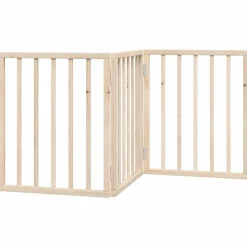 vidaXL Puerta para perros plegable de 3 paneles, 150 cm, madera de álamo Natural