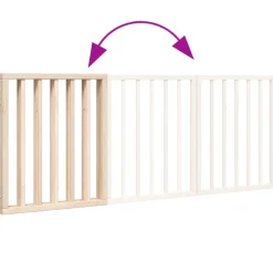 vidaXL Puerta para perros plegable de 3 paneles, 150 cm, madera de álamo Natural