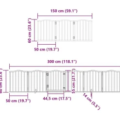 vidaXL Productos Para Mascotas-Puerta para perros plegable 9 paneles madera álamo blanca 450cm