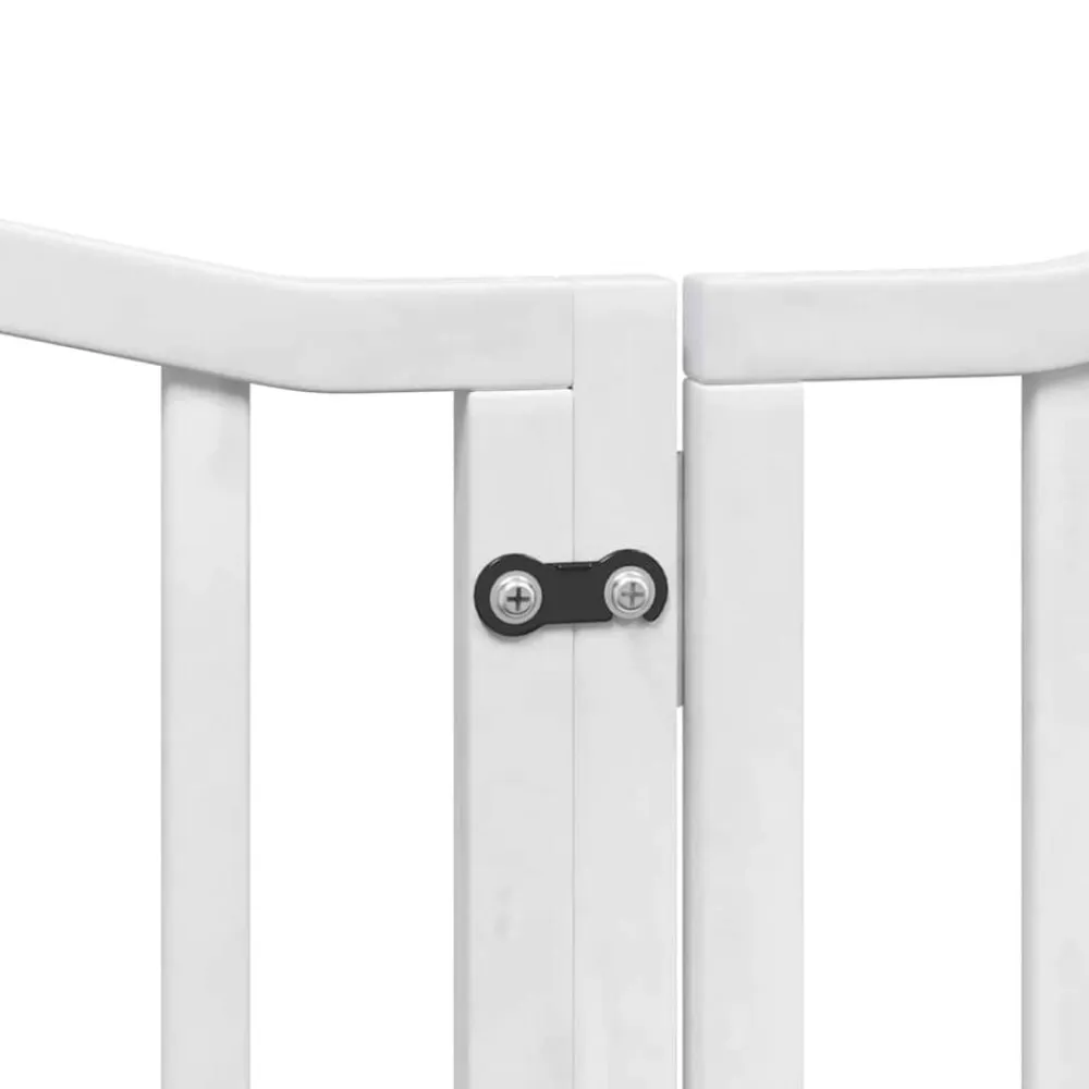 vidaXL Productos Para Mascotas-Puerta para perros plegable 9 paneles madera álamo blanca 450cm