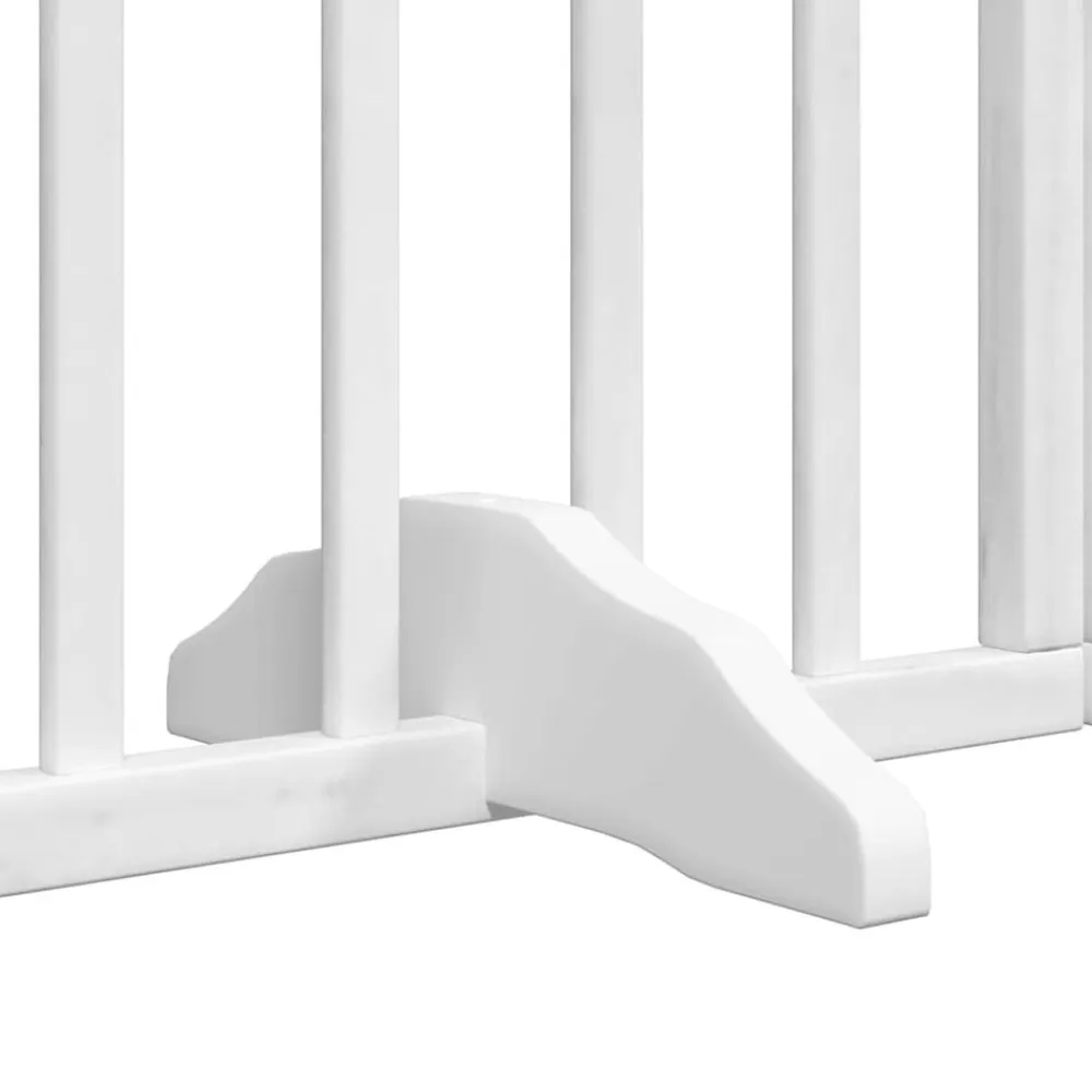 vidaXL Productos Para Mascotas-Puerta para perros plegable 9 paneles madera álamo blanca 450cm
