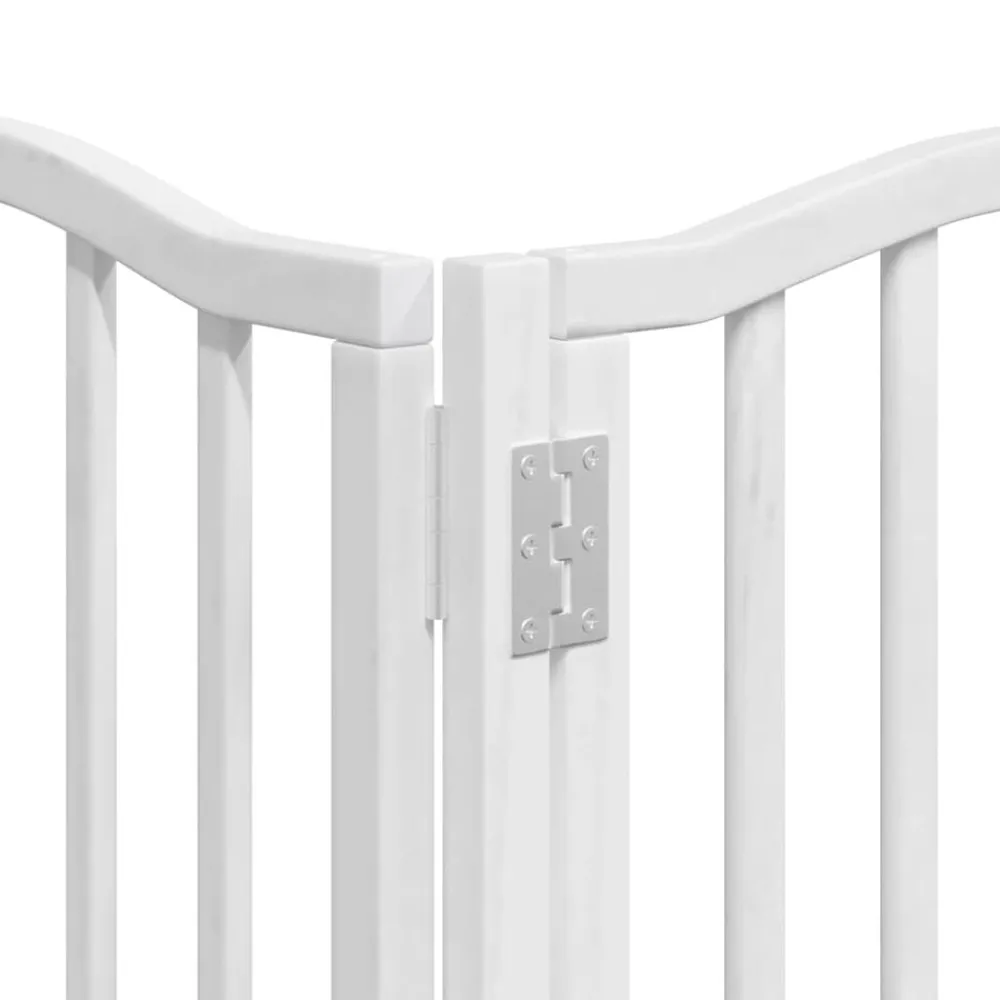 vidaXL Productos Para Mascotas-Puerta para perros plegable 9 paneles madera álamo blanca 450cm