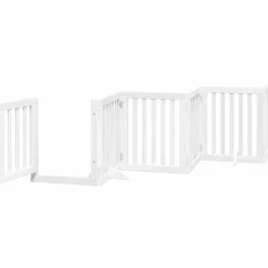 vidaXL Puerta para perros plegable 9 paneles madera álamo blanca 450cm Blanco Outlet