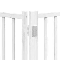 vidaXL Puerta para perros plegable 9 paneles madera álamo blanca 450cm Blanco Outlet