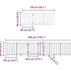 vidaXL Puerta para perros plegable 9 paneles madera álamo blanca 450cm Blanco Outlet
