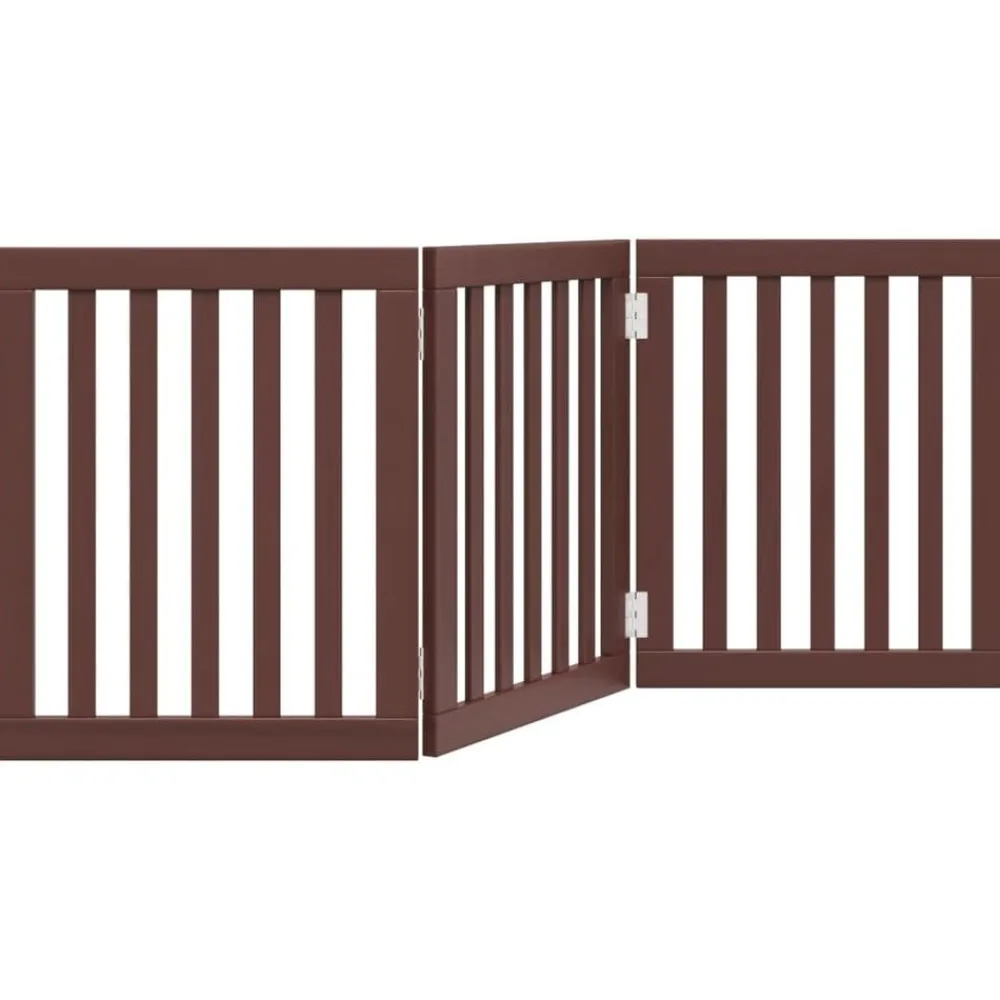vidaXL Puerta para perros plegable 3 paneles madera álamo marrón 150cm Marrón Outlet
