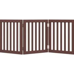 vidaXL Puerta para perros plegable 3 paneles madera álamo marrón 150cm Marrón Outlet