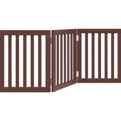 vidaXL Puerta para perros plegable 3 paneles madera álamo marrón 150cm Marrón Outlet