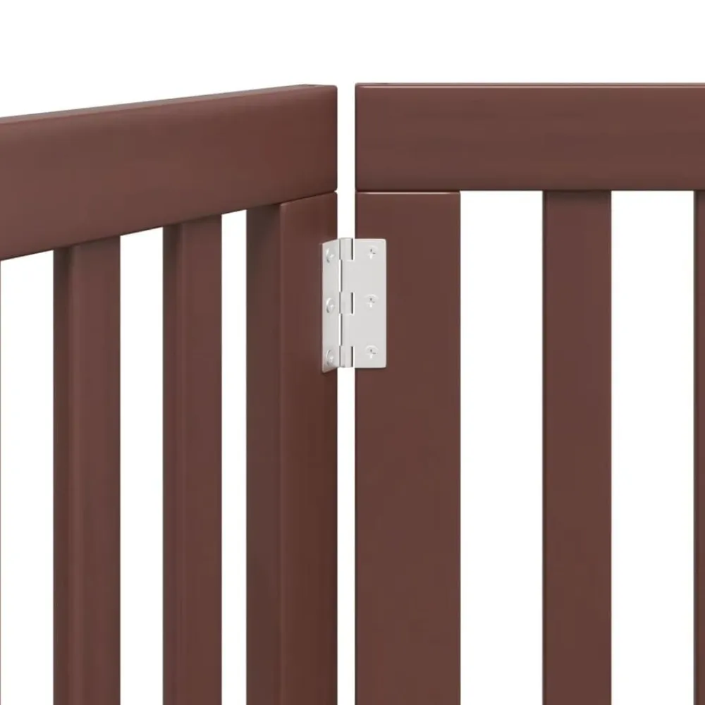 vidaXL Puerta para perros plegable 3 paneles madera álamo marrón 150cm Marrón Outlet