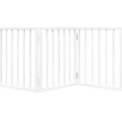 vidaXL Puerta para perros plegable 3 paneles madera álamo blanca 150cm Blanco New