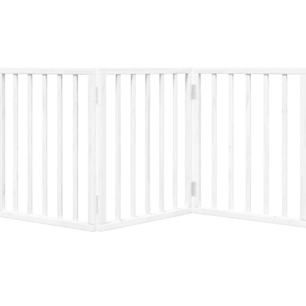 vidaXL Puerta para perros plegable 3 paneles madera álamo blanca 150cm Blanco New