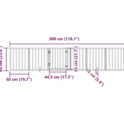 vidaXL Puerta para perros plegable 6 paneles madera álamo negra 300 cm Negro New