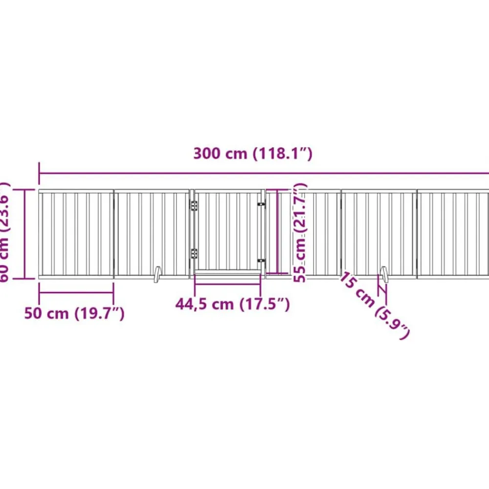 vidaXL Puerta para perros plegable 6 paneles madera álamo negra 300 cm Negro New