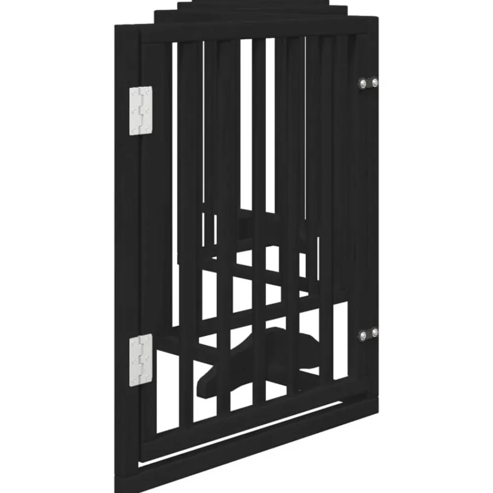 vidaXL Puerta para perros plegable 6 paneles madera álamo negra 300 cm Negro New