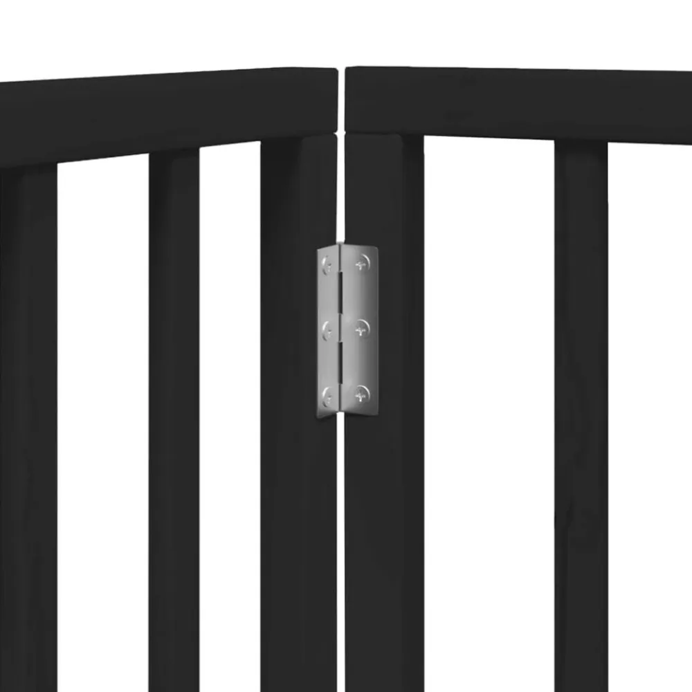 vidaXL Puerta para perros plegable 6 paneles madera álamo negra 300 cm Negro New