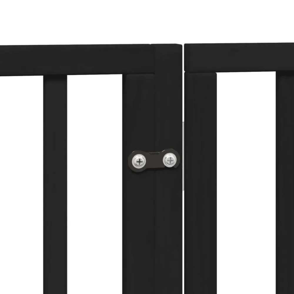 vidaXL Puerta para perros plegable 6 paneles madera álamo negra 300 cm Negro New