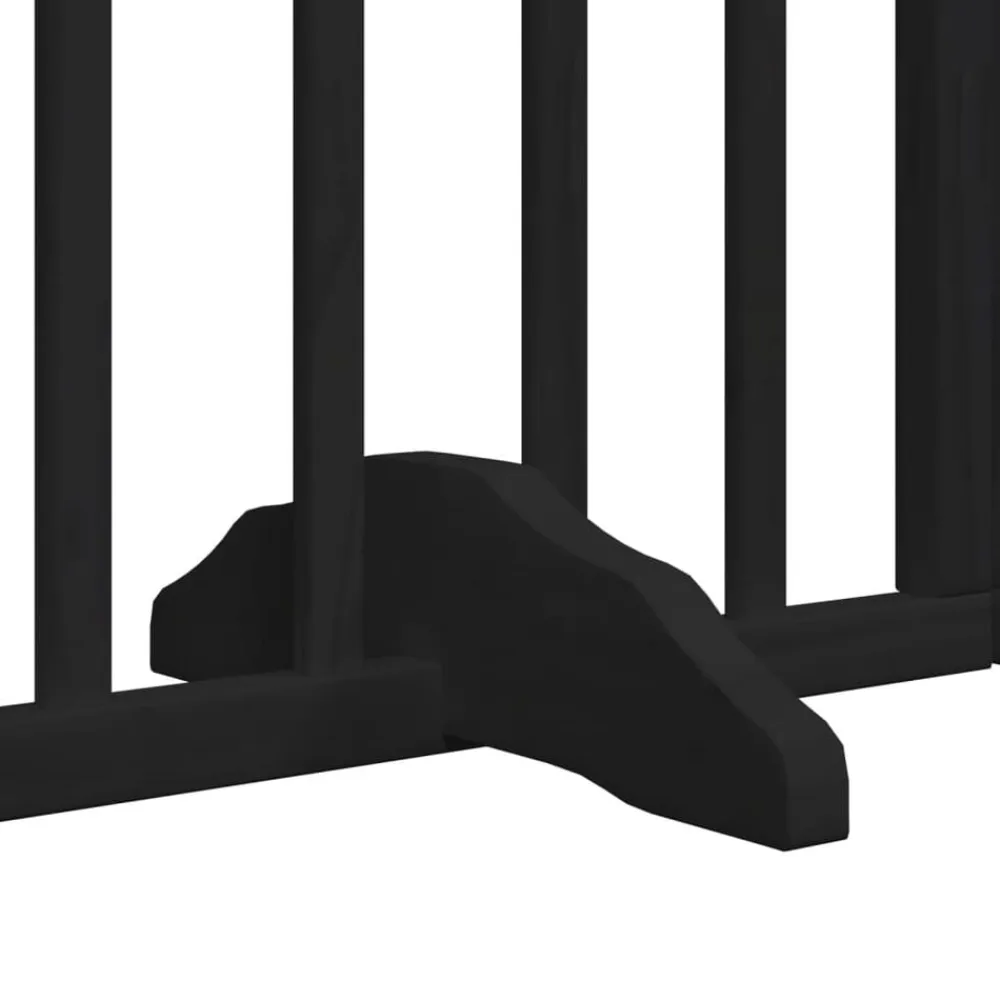 vidaXL Puerta para perros plegable 6 paneles madera álamo negra 300 cm Negro New