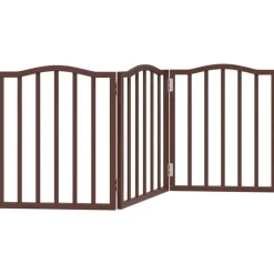 vidaXL Puerta para perros plegable 3 paneles álamo marrón roble 150 cm Marrón roble New