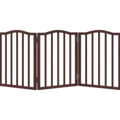vidaXL Puerta para perros plegable 3 paneles álamo marrón roble 150 cm Marrón roble New