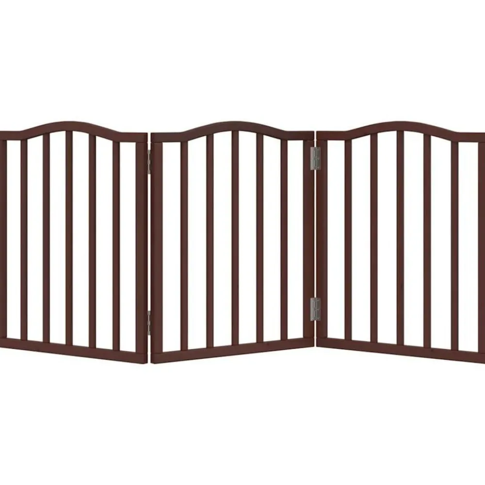 vidaXL Puerta para perros plegable 3 paneles álamo marrón roble 150 cm Marrón roble New