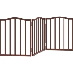 vidaXL Puerta para perros plegable 3 paneles álamo marrón roble 150 cm Marrón roble New