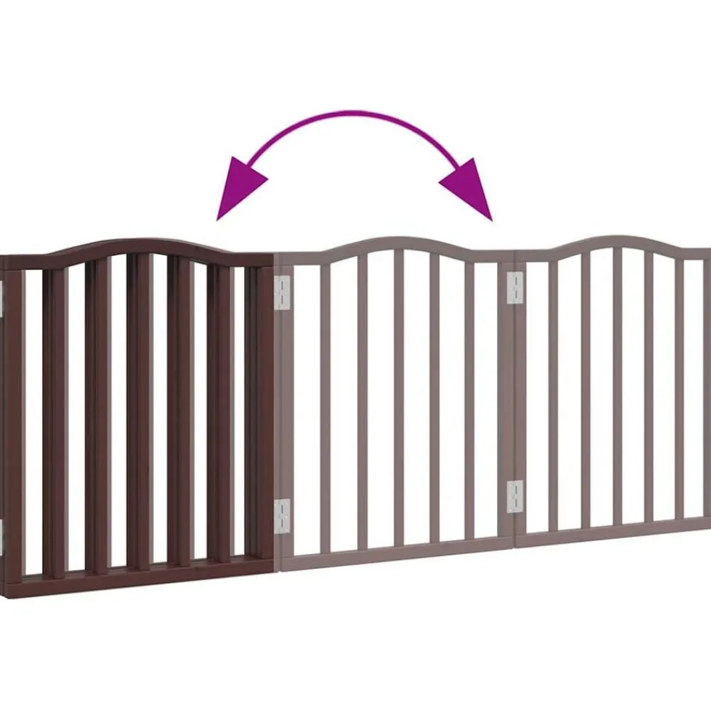 vidaXL Puerta para perros plegable 3 paneles álamo marrón roble 150 cm Marrón roble New