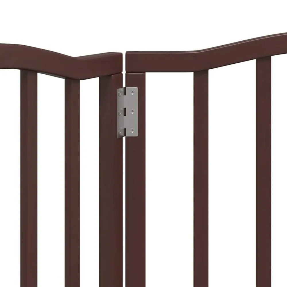 vidaXL Puerta para perros plegable 3 paneles álamo marrón roble 150 cm Marrón roble New