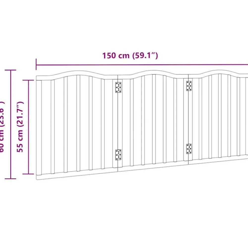 vidaXL Puerta para perros plegable 3 paneles álamo marrón roble 150 cm Marrón roble New