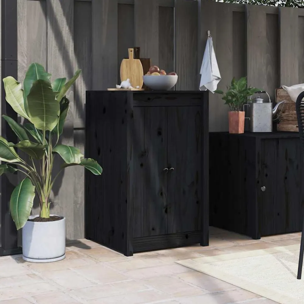 vidaXL Puertas para cocina exterior MEPPEL madera maciza 50x9x82cm Pino negro Best
