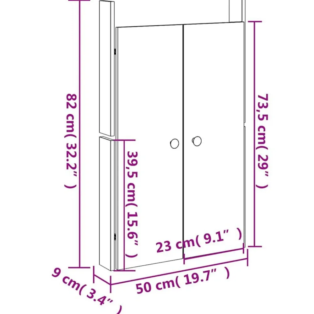 vidaXL Puertas para cocina exterior MEPPEL madera maciza 50x9x82cm Pino negro Best