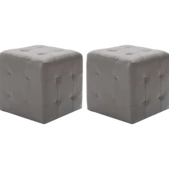 vidaXL Puf 2 unidades cuero sintético 30x30x30 cm Gris Online