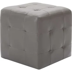 vidaXL Puf 2 unidades cuero sintético 30x30x30 cm Gris Online