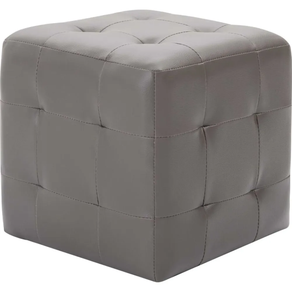 vidaXL Puf 2 unidades cuero sintético 30x30x30 cm Gris Online