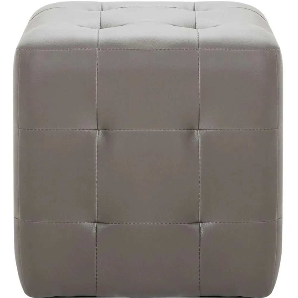 vidaXL Puf 2 unidades cuero sintético 30x30x30 cm Gris Online