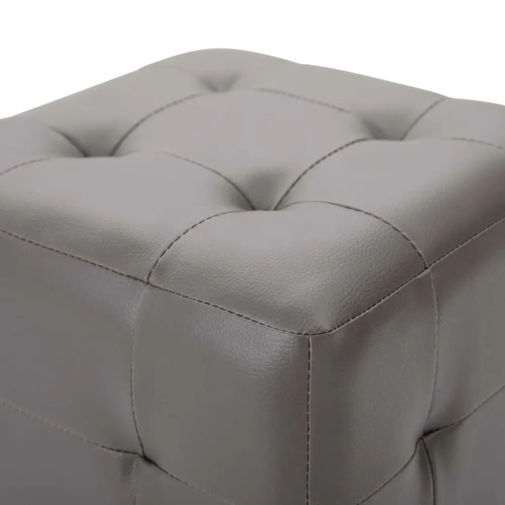 vidaXL Puf 2 unidades cuero sintético 30x30x30 cm Gris Online